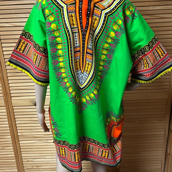 Women’s OS kimono 100% cotton pockets cruise beach pool tribal design - Picture 3 of 8